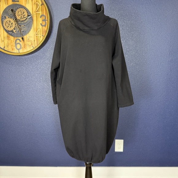 Aeneontrue black funnel neck oversized sweatshirt dress, OS - Picture 1 of 9